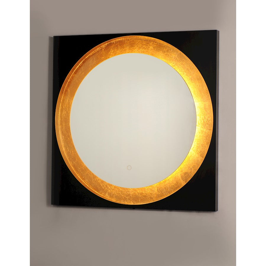 ET2 Lighting Floating LED Mirror Square 31.5" in Gold Leaf/Black