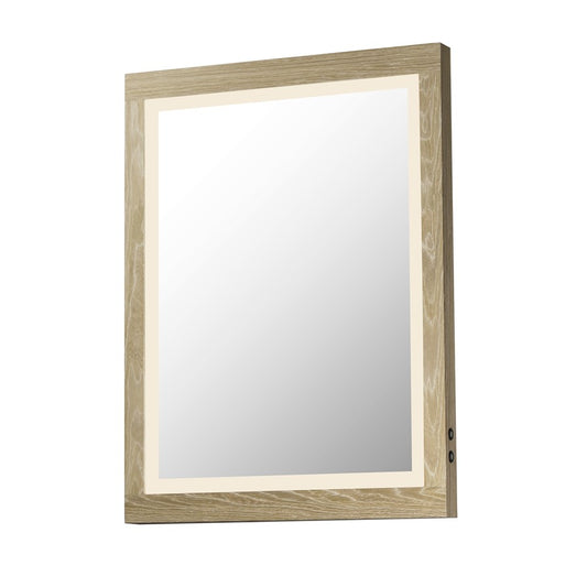 ET2 Lighting Sawyer 1 Light 24"x32" Oak Framed LED Mirror, Oak