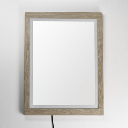 ET2 Lighting Sawyer 1 Light 24"x32" Oak Framed LED Mirror, Oak