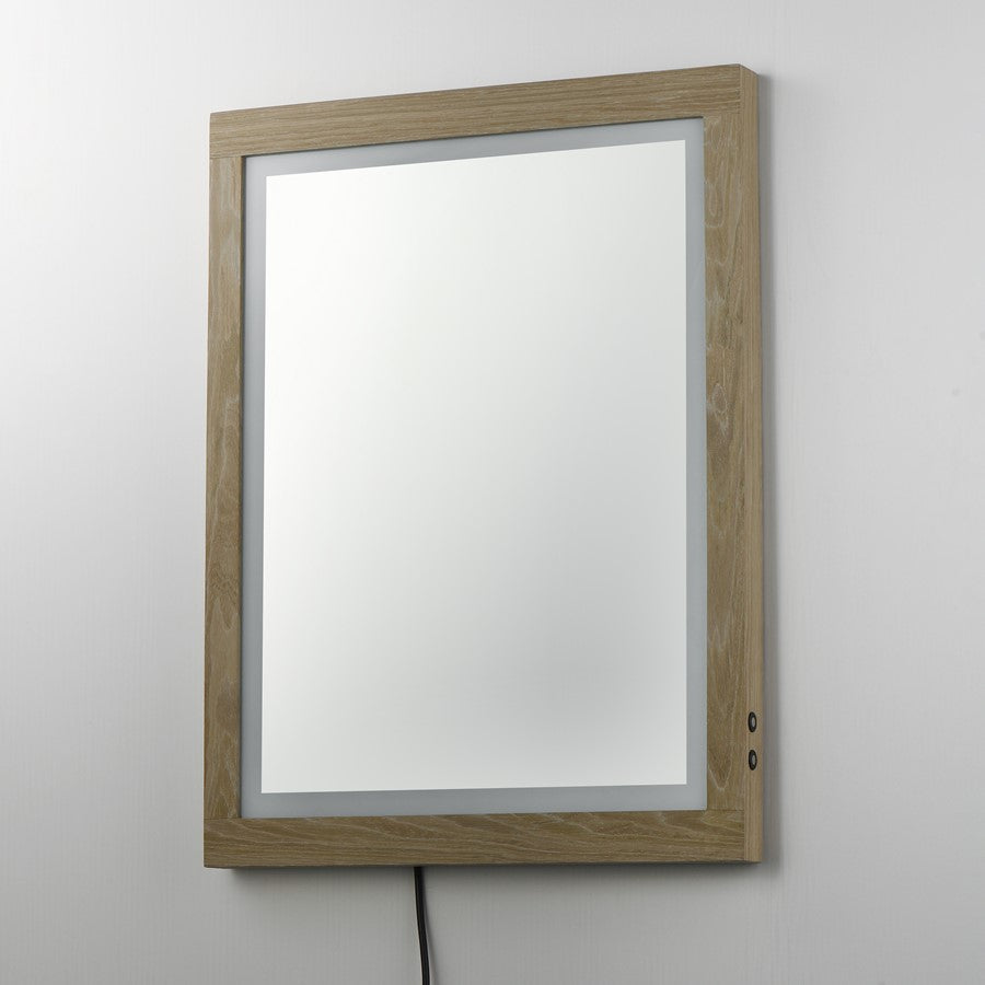 ET2 Lighting Sawyer 1 Light 24"x32" Oak Framed LED Mirror, Oak