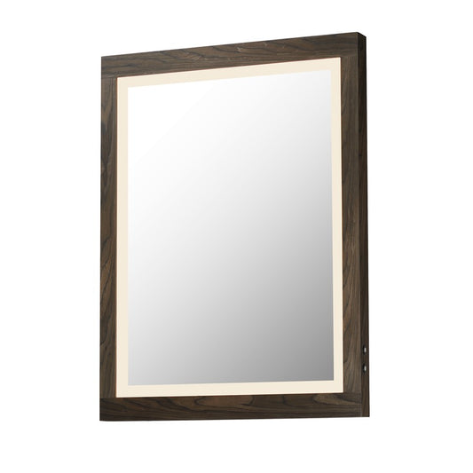 ET2 Lighting Sawyer 1 Light 24"x32" Walnut Framed LED Mirror, Walnut