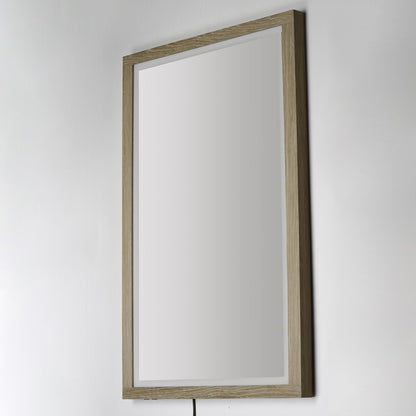 ET2 Lighting Sawyer 1 Light 48"x32" Oak Framed LED Mirror, Oak