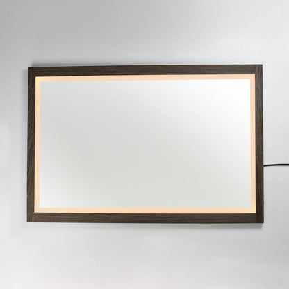 ET2 Lighting Sawyer 1 Light 48"x32" Walnut Framed LED Mirror, Walnut