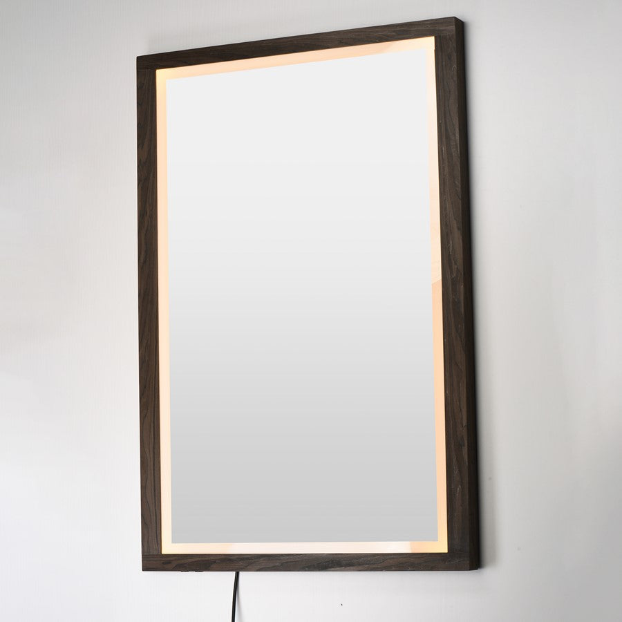 ET2 Lighting Sawyer 1 Light 48"x32" Walnut Framed LED Mirror, Walnut