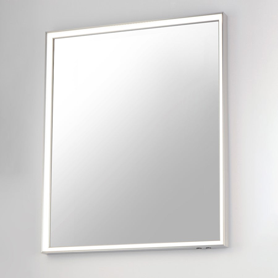 ET2 Lighting Bevel 1 Light 30''x36'' LED Mirror, Satin Nickel