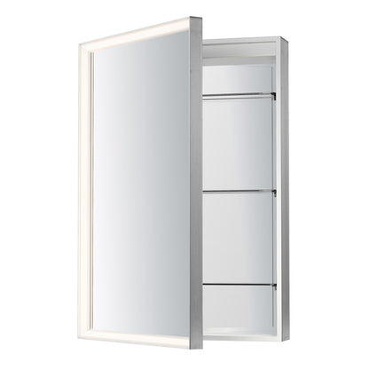 ET2 Lighting Bevel 24"x36" Medicine Cabinet LED Mirror-3000K, Nickel
