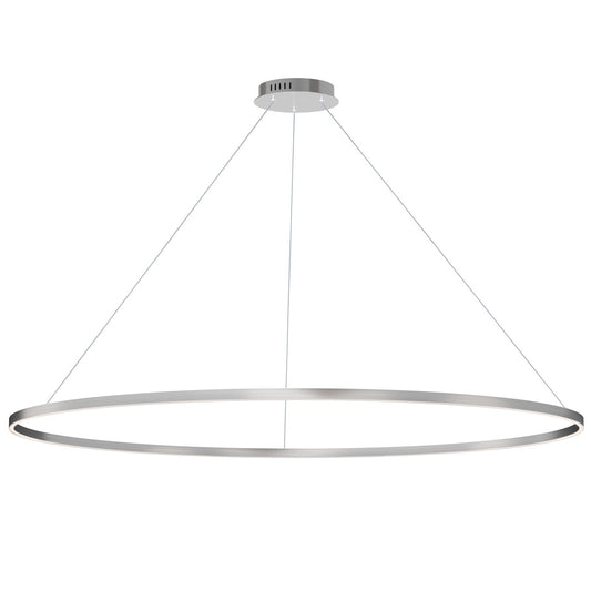ET2 Groove 72in 1-Light Ring Pendant | Modern Brushed Aluminum and Acrylic | Kitchen Island & Dining Room | 72 x 72 x 1.25 in | Model E52736-AL