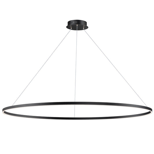 ET2 Groove 72in 1-Light Ring Pendant | Modern Matte Black and Acrylic | Kitchen Island & Dining Room | 72 x 72 x 1.25 in | Model E52736-BK
