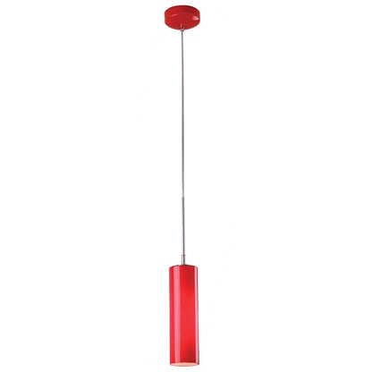 ET2 Lighting Rondelle 1 Light Pendant, Chrome/Red
