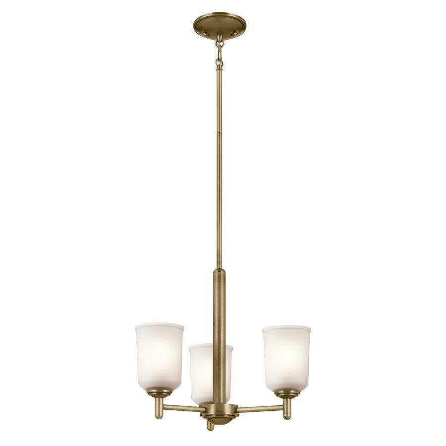 Kichler Shailene 3 Light Chandelier 1 Tier Small, Brass/Clear Etched - 43670NBR