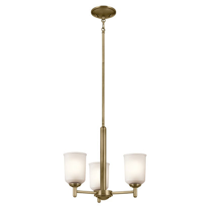 Kichler Shailene 3 Light Chandelier 1 Tier Small, Brass/Clear Etched - 43670NBR