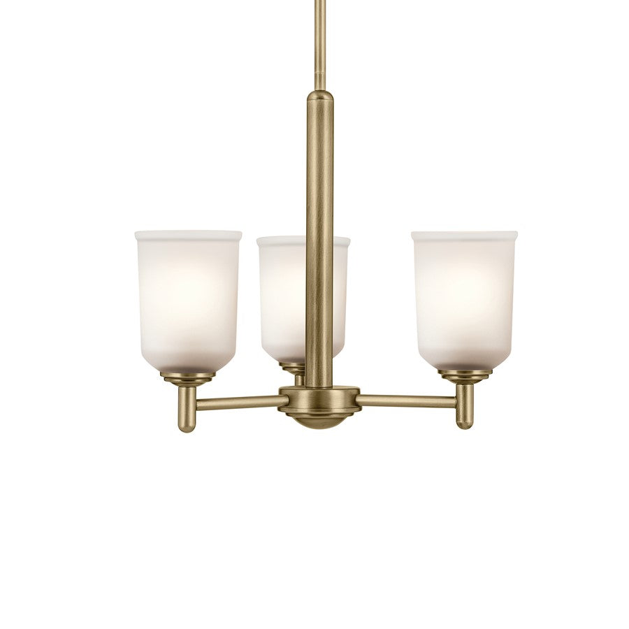 Kichler Shailene 3 Light Chandelier 1 Tier Small, Brass/Clear Etched