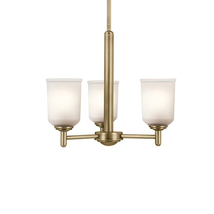 Kichler Shailene 3 Light Chandelier 1 Tier Small, Brass/Clear Etched