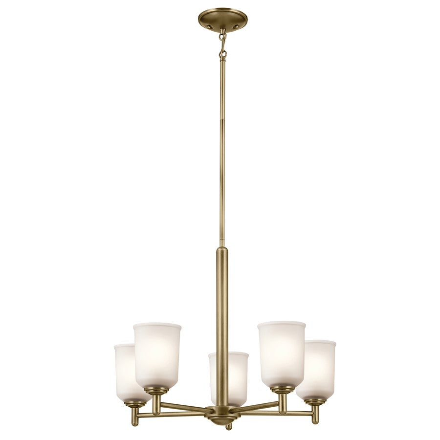 Kichler Shailene 5 Light Chandelier 1 Tier Medium, Brass/Clear Etched - 43671NBR