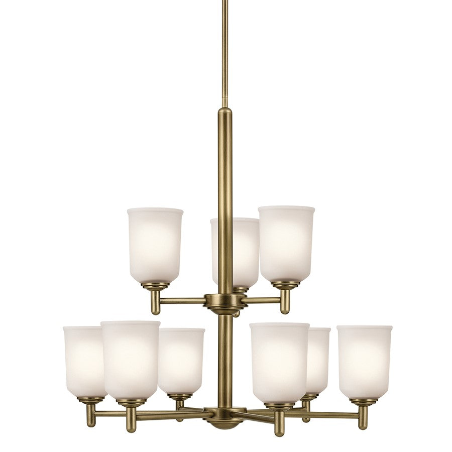 Kichler Shailene 9 Light Chandelier 2 Tier Large, Brass/Clear Etched
