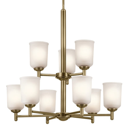 Kichler Shailene 9 Light Chandelier 2 Tier Large, Brass/Clear Etched