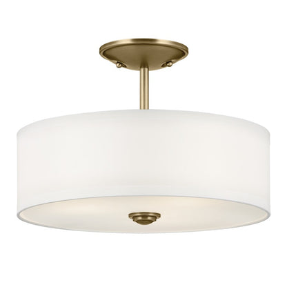 Kichler Shailene 3Lt 10" Semi Flush Light/100W, Brass/Clear Etched - 43675NBR