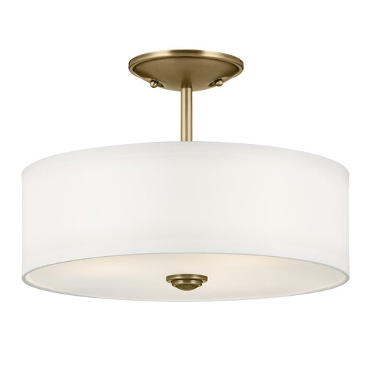 Kichler Shailene 3Lt 10" Semi Flush Light/100W, Brass/Clear Etched - 43675NBR