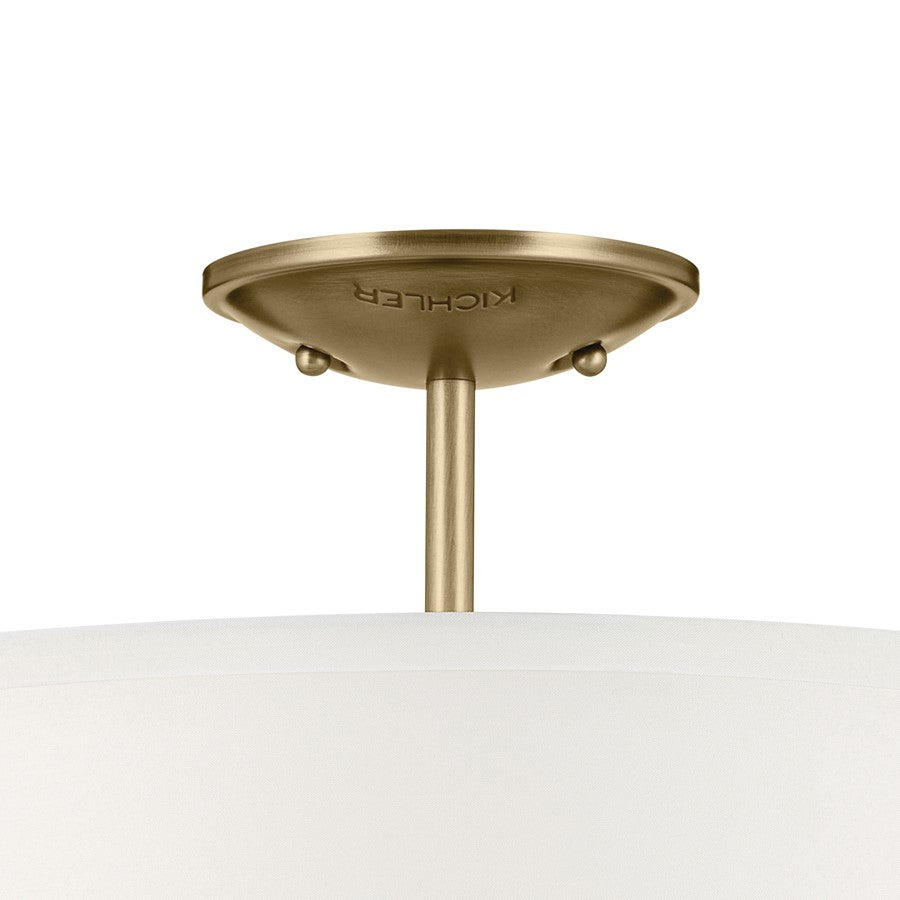 Kichler Shailene 3Lt 10" Semi Flush Light/100W, Brass/Clear Etched