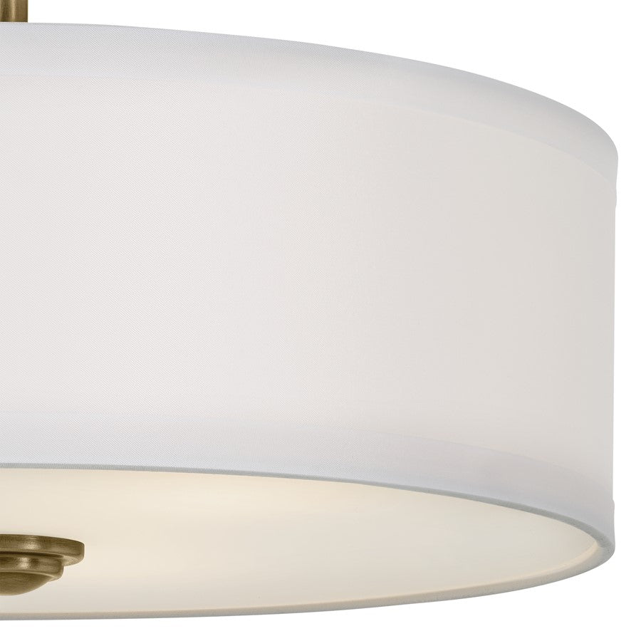 Kichler Shailene 3Lt 10" Semi Flush Light/100W, Brass/Clear Etched