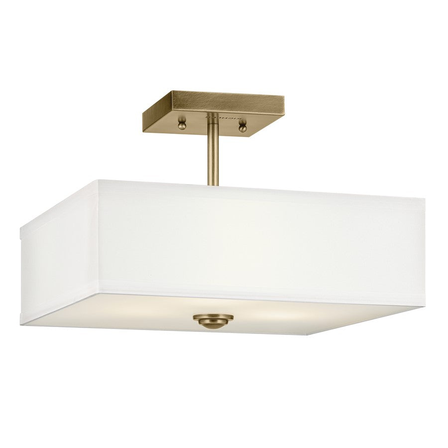 Kichler Shailene 3 Light 10" Semi Flush Light/75W, Brass/Clear Etched - 43691NBR