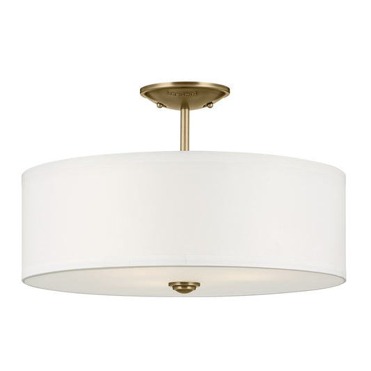 Kichler Shailene 3 Light 12" Semi Flush Light/75W, Brass/Clear Etched - 43692NBR
