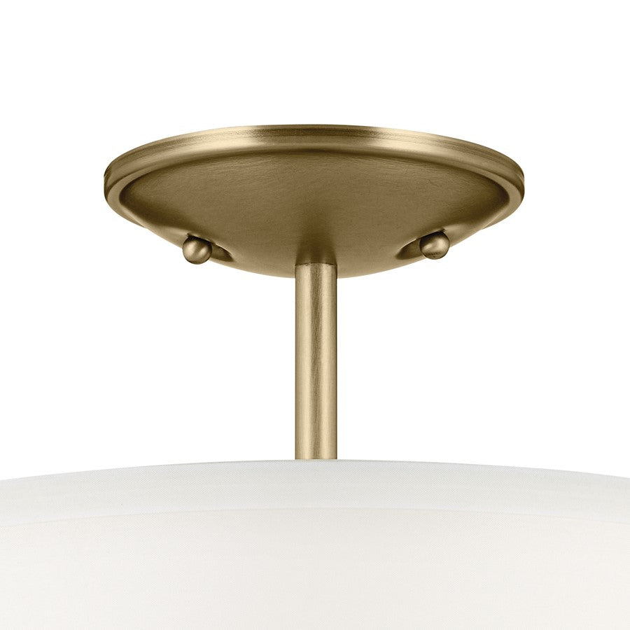 Kichler Shailene 3 Light 12" Semi Flush Light/75W, Brass/Clear Etched