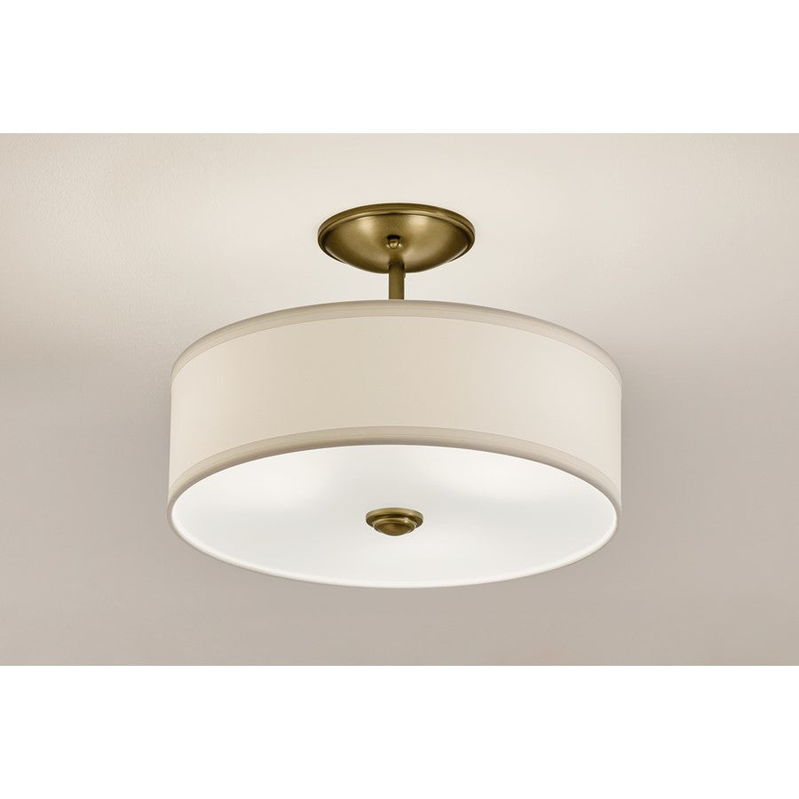 Kichler Shailene 3 Light 12" Semi Flush Light/75W, Brass/Clear Etched