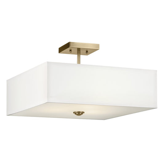 Kichler Shailene 3 Light 11" Semi Flush Light/75W, Brass/Clear Etched - 43693NBR