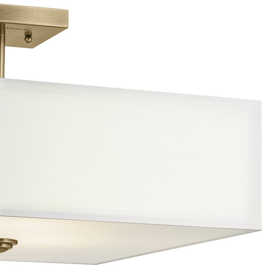 Kichler Shailene 3 Light 11" Semi Flush Light/75W, Brass/Clear Etched