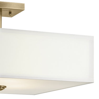 Kichler Shailene 3 Light 11" Semi Flush Light/75W, Brass/Clear Etched
