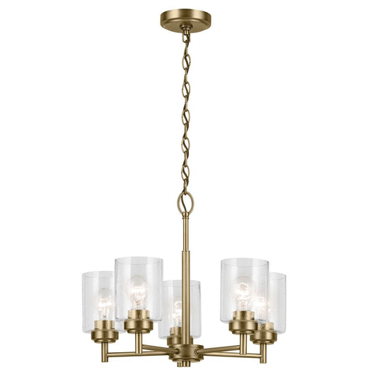 Kichler Winslow 5 Light Chandelier 1 Tier Small, Brass/Clear Seeded - 44030NBR