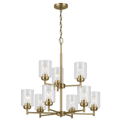 Kichler Winslow 9 Light Chandelier 2 Tier, Natural Brass/Clear Seeded - 44031NBR