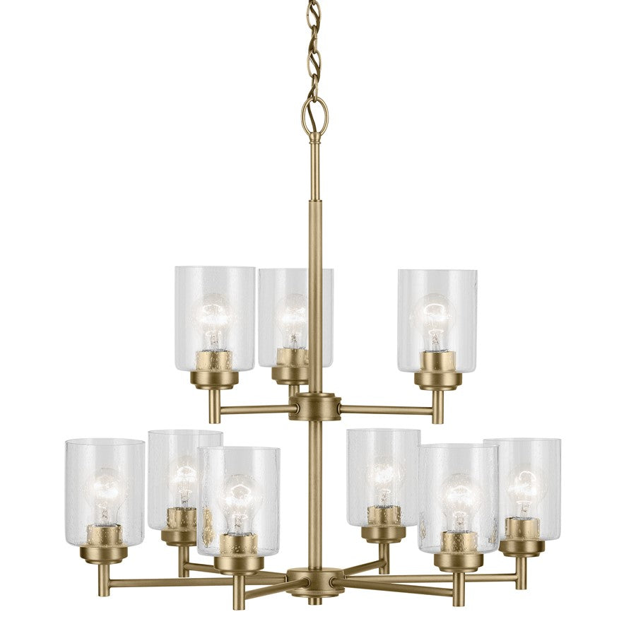 Kichler Winslow 9 Light Chandelier 2 Tier, Natural Brass/Clear Seeded