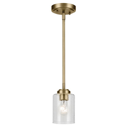 Kichler Winslow 1 Light Mini Pendant, Natural Brass/Clear Seeded - 44032NBR