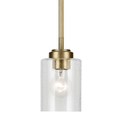 Kichler Winslow 1 Light Mini Pendant, Natural Brass/Clear Seeded