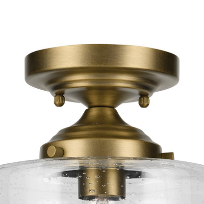 Kichler Winslow 1 Light Semi Flush Light, Natural Brass/Clear Seeded