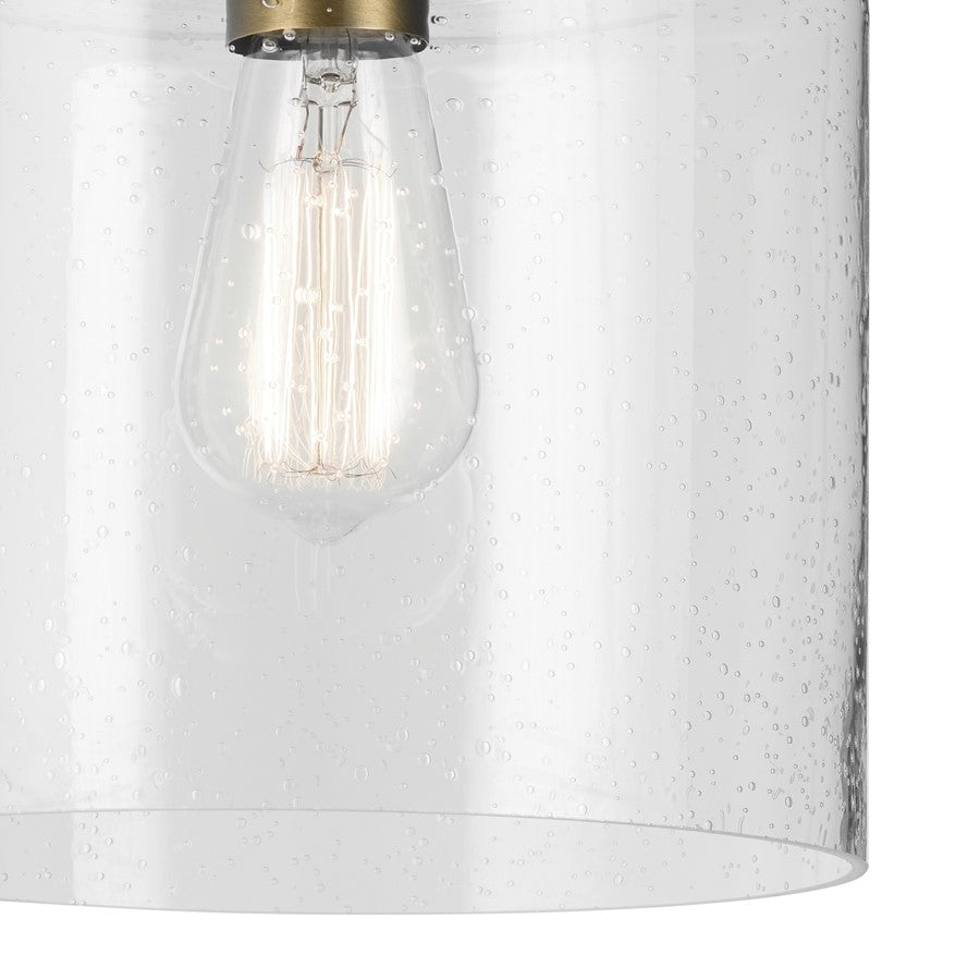 Kichler Winslow 1 Light Semi Flush Light, Natural Brass/Clear Seeded