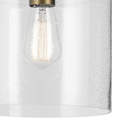 Kichler Winslow 1 Light Semi Flush Light, Natural Brass/Clear Seeded