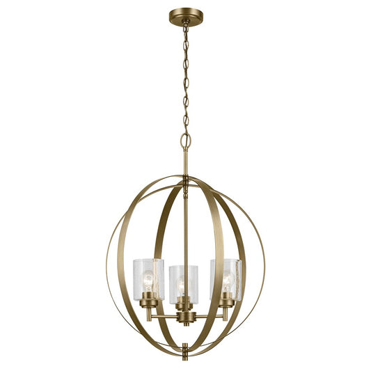 Kichler Winslow 3 Light Chandelier 1 Tier Medium, Brass/Clear Seeded - 44034NBR