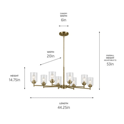 Kichler Winslow 8 Light Chandelier 1 Tier Small, Brass/Clear Seeded