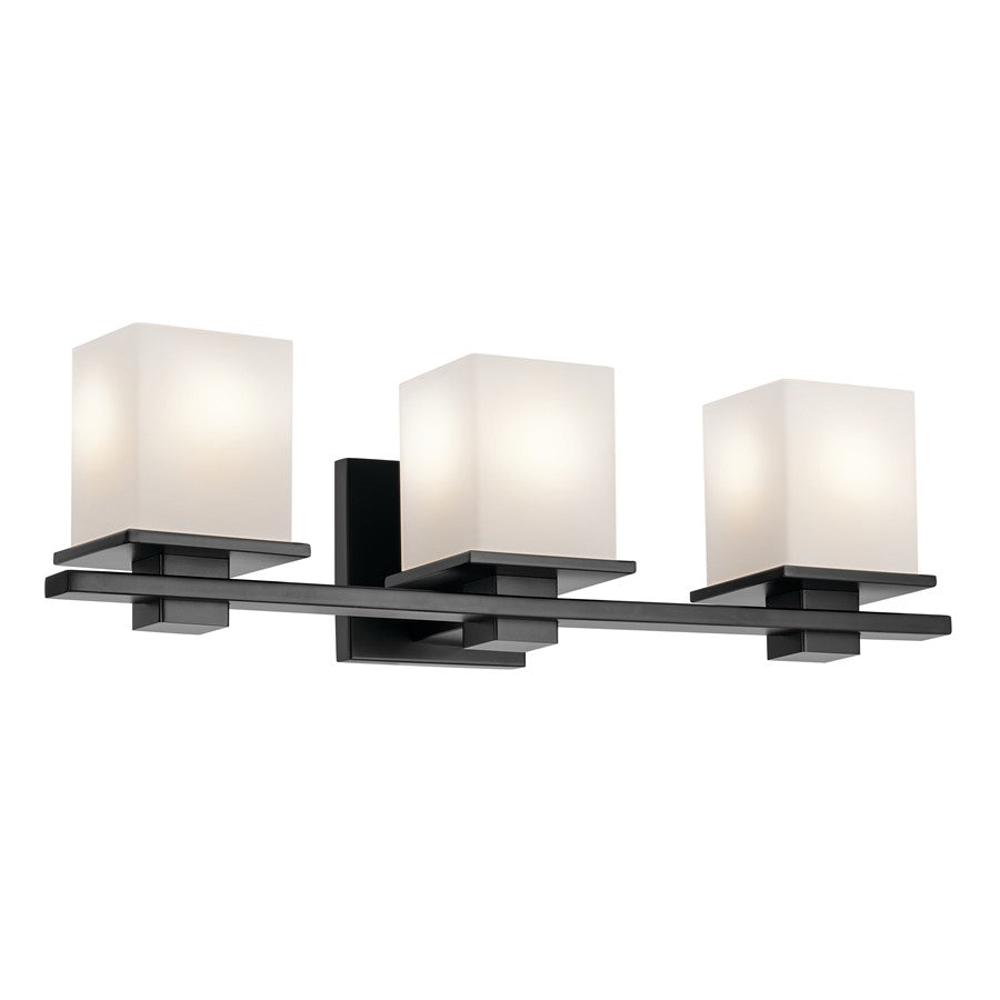 Kichler Tully 3 Light Wall Mt Bath 3 Arm, Black/Etched Cased Opal - 45151BK