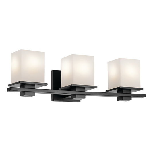 Kichler Tully 3 Light Wall Mt Bath 3 Arm, Black/Etched Cased Opal - 45151BK