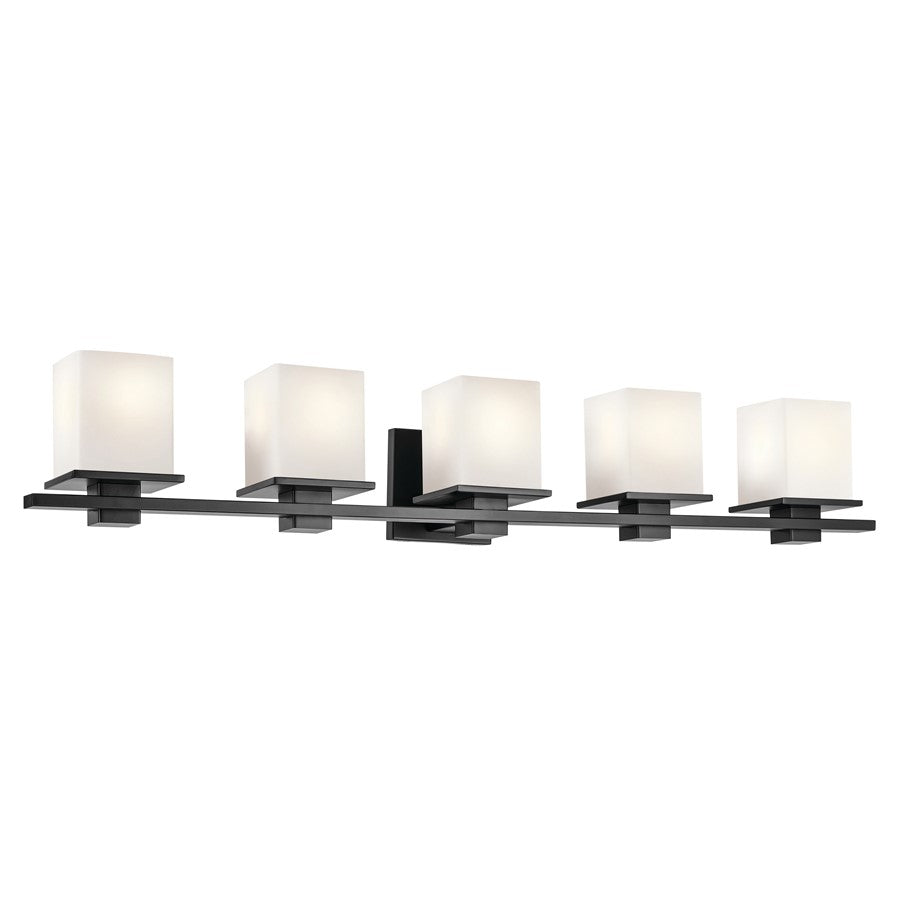 Kichler Tully 5Lt Wall Mt Bath 5 Arm Or More, Black/Etched Cased Opal - 45193BK