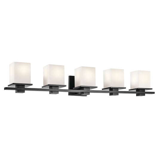 Kichler Tully 5Lt Wall Mt Bath 5 Arm Or More, Black/Etched Cased Opal - 45193BK