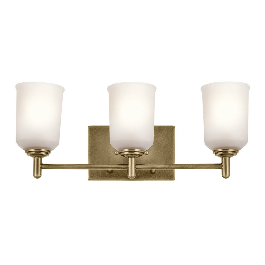 Kichler Shailene 3 Light Wall Mt Bath 3 Arm, Brass/Clear Etched