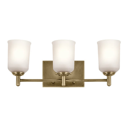 Kichler Shailene 3 Light Wall Mt Bath 3 Arm, Brass/Clear Etched
