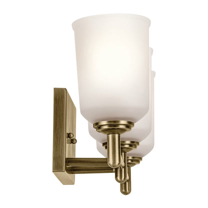 Kichler Shailene 3 Light Wall Mt Bath 3 Arm, Brass/Clear Etched