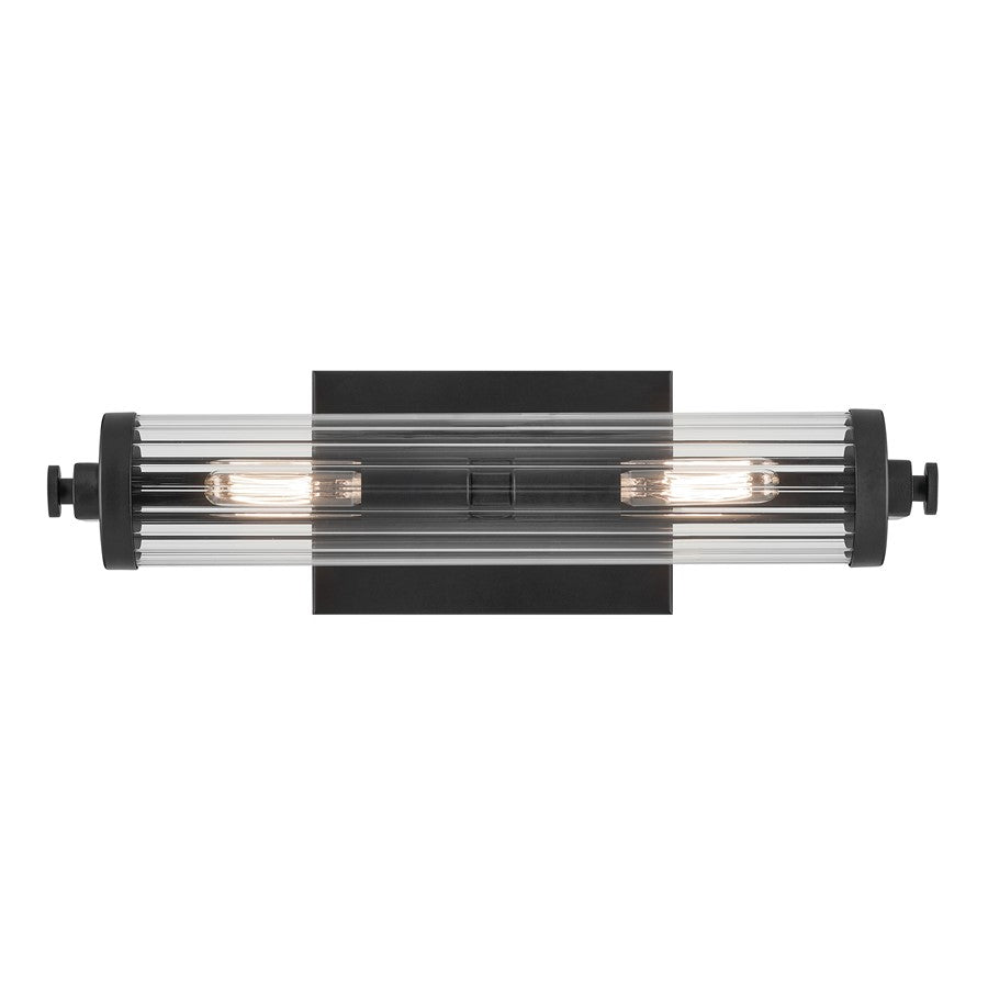 Kichler Azores 2 Light Wall Mt Bath 2 Arm, Black/Clear Fluted