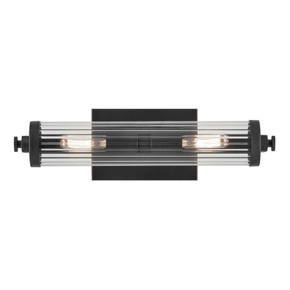 Kichler Azores 2 Light Wall Mt Bath 2 Arm, Black/Clear Fluted